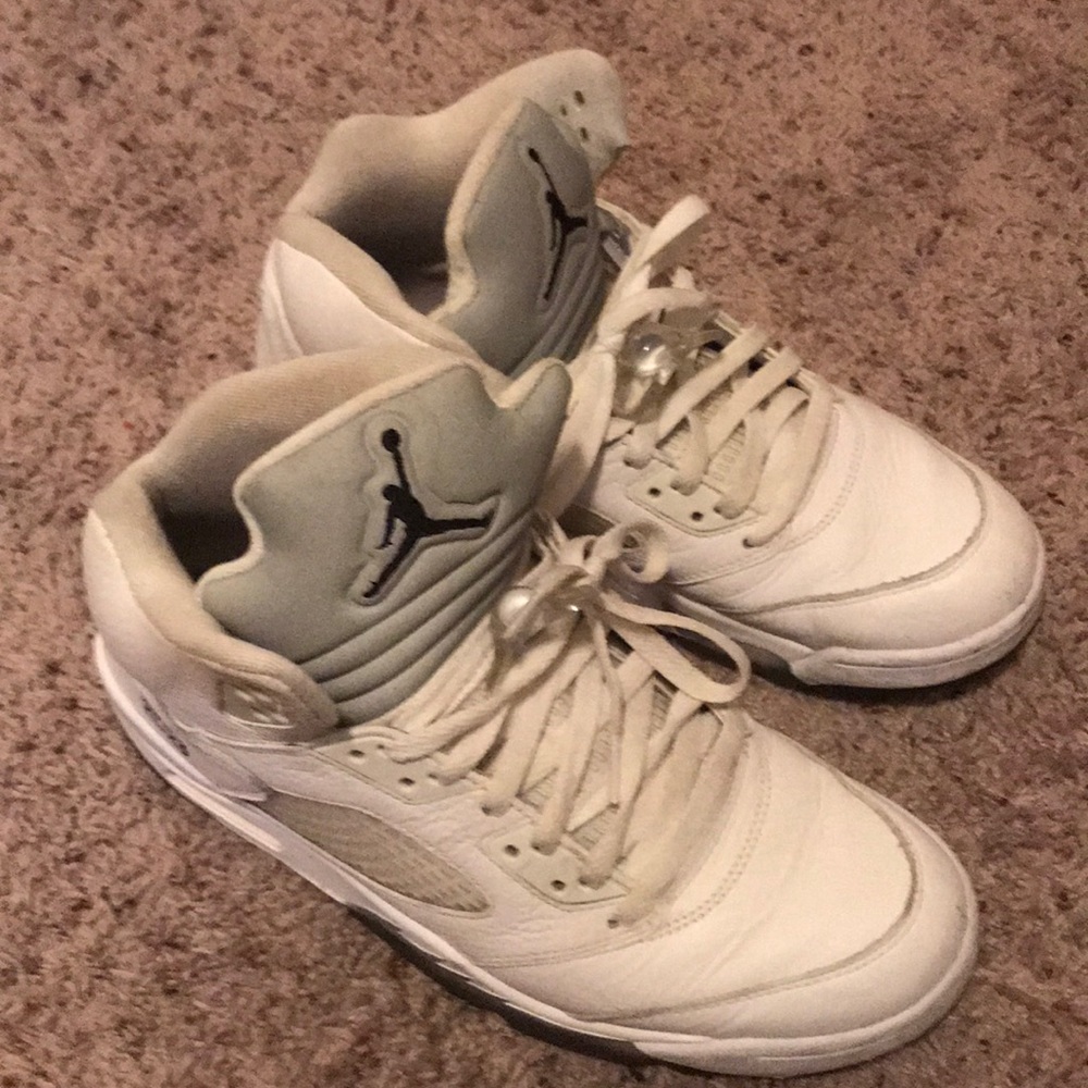 White and grey Jordan 5’s